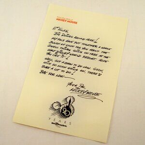 Walt Disney World 20YR Micky Letter 1991 Vintage Ephemera